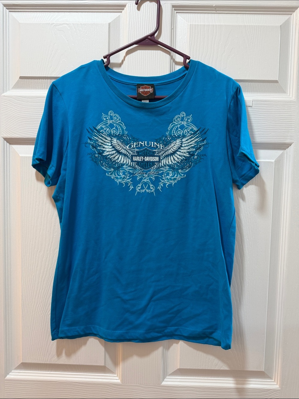 Harley-Davidson Woman’s Teal Blue Wing Graphic Tee NEW WITHOUT TAGS